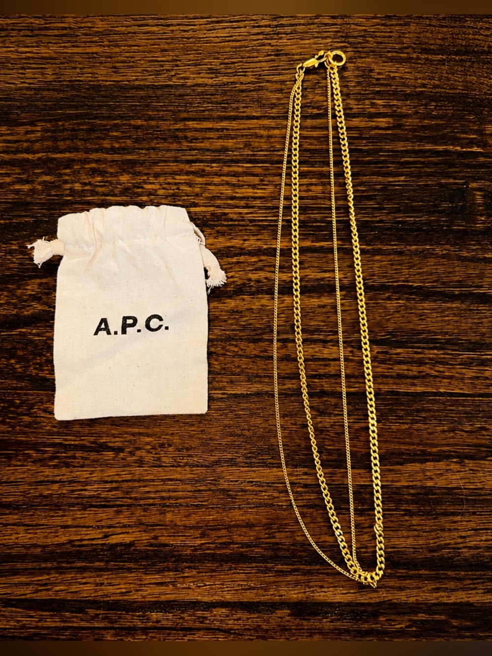 A.P.C. Double Strand Gold Chain Necklace Designer Jewelry